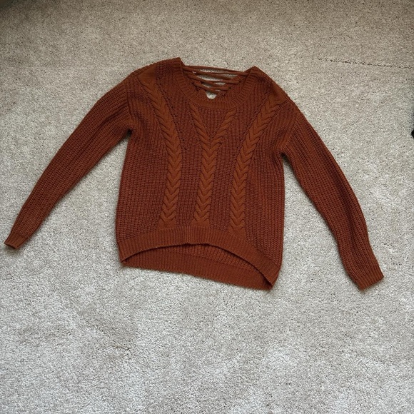 Rust Cable Knit Sweater - Picture 1 of 2